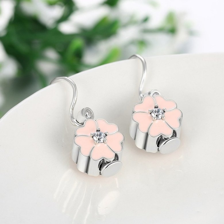 Wholesale Sweet cute  925 Sterling Silver Earrings For Women Fashion Temperament pink Dangle Earring Engagement Gifts Jewelry TGSLE129 2