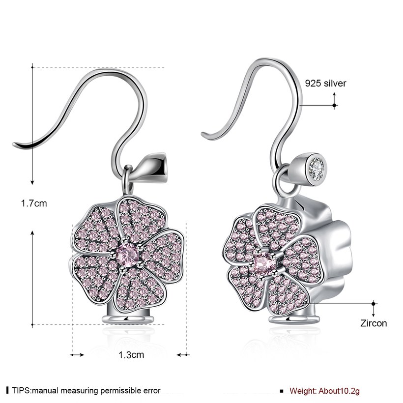 Wholesale China jewelry 925 Sterling Silver clover dangle earring purple flower Zircon Earrings For Women Banquet fine gift TGSLE131 0