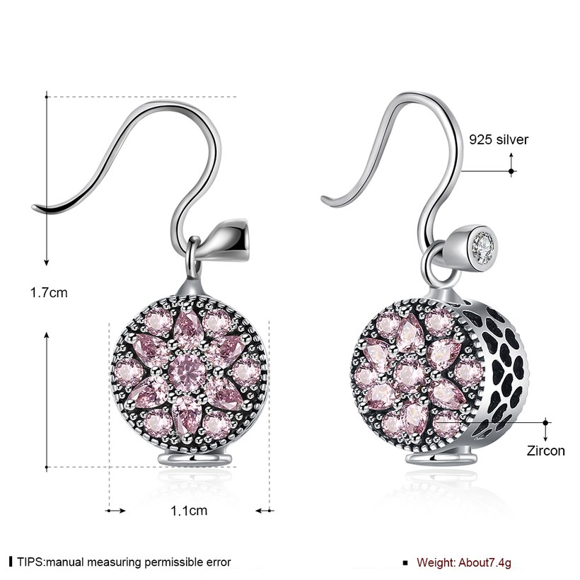 Wholesale China jewelry 925 Sterling Silver round dangle earring purple flower Zircon Earrings For Women Banquet fine gift TGSLE134 0