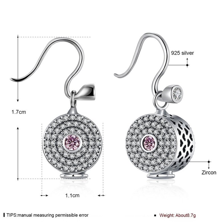 Wholesale China jewelry 925 Sterling Silver round dangle earring high quality Zircon Earrings For Women Banquet fine gift TGSLE136 0