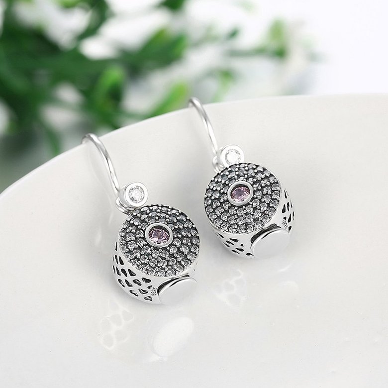Wholesale China jewelry 925 Sterling Silver round dangle earring high quality Zircon Earrings For Women Banquet fine gift TGSLE136 2