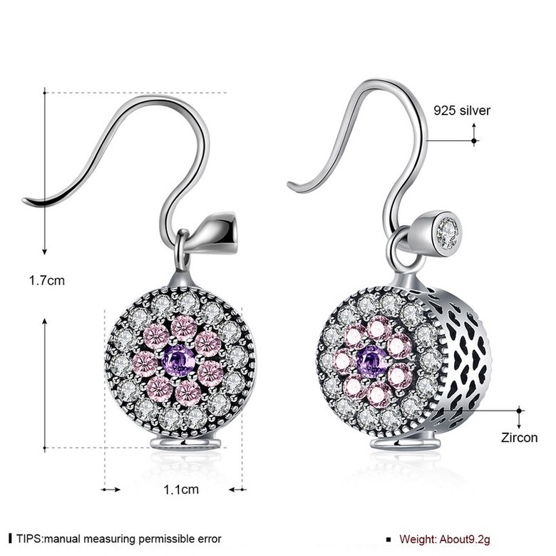 Wholesale jewelry China 925 Sterling Silver round dangle earring purple flower Zircon Earrings For Women Banquet fine gift TGSLE138 0