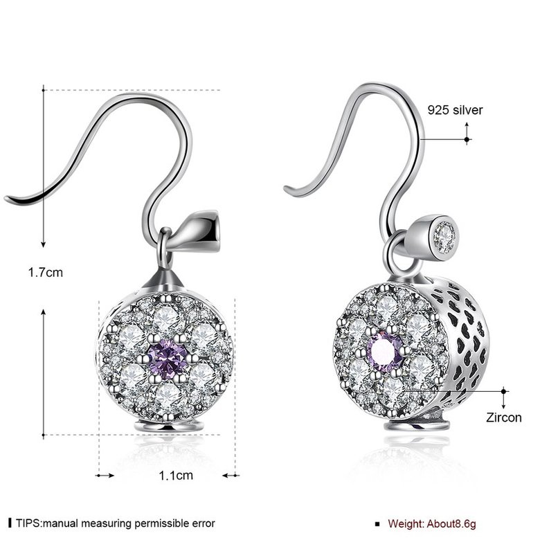 Wholesale China jewelry 925 Sterling Silver round dangle earring high quality flower Zircon Earrings For Women Banquet fine gift TGSLE139 0