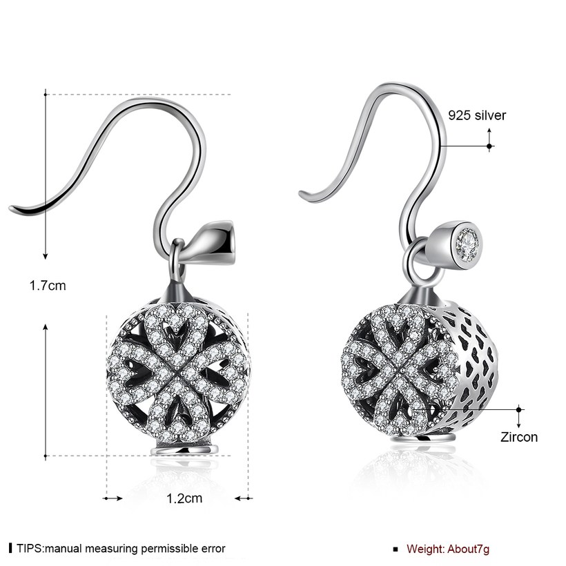 Wholesale Fashion 925 Sterling Silver round dangle earring delicate heart flower Zircon Earrings For Women Banquet fine gift TGSLE140 0