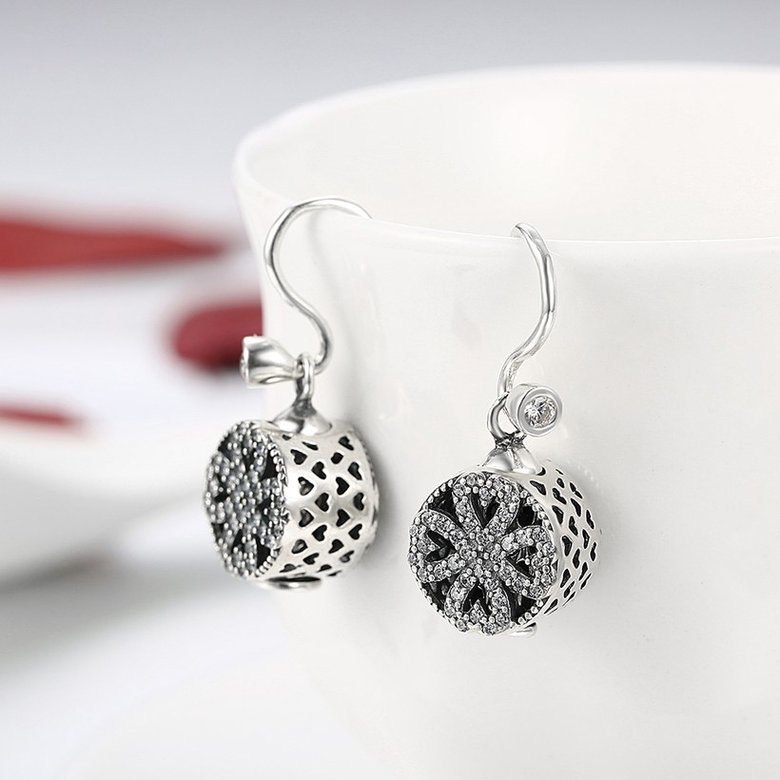 Wholesale Fashion 925 Sterling Silver round dangle earring delicate heart flower Zircon Earrings For Women Banquet fine gift TGSLE140 3