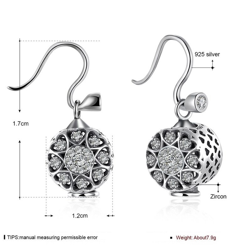 Wholesale Trendy 925 Sterling Silver round dangle earring delicate Zircon Earrings For Women Banquet fine gift TGSLE141 0