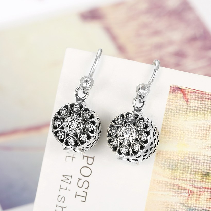 Wholesale Trendy 925 Sterling Silver round dangle earring delicate Zircon Earrings For Women Banquet fine gift TGSLE141 1