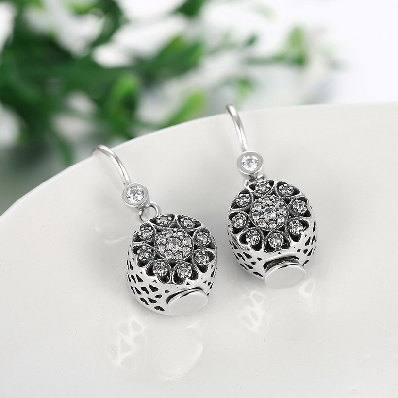 Wholesale Trendy 925 Sterling Silver round dangle earring delicate Zircon Earrings For Women Banquet fine gift TGSLE141 2