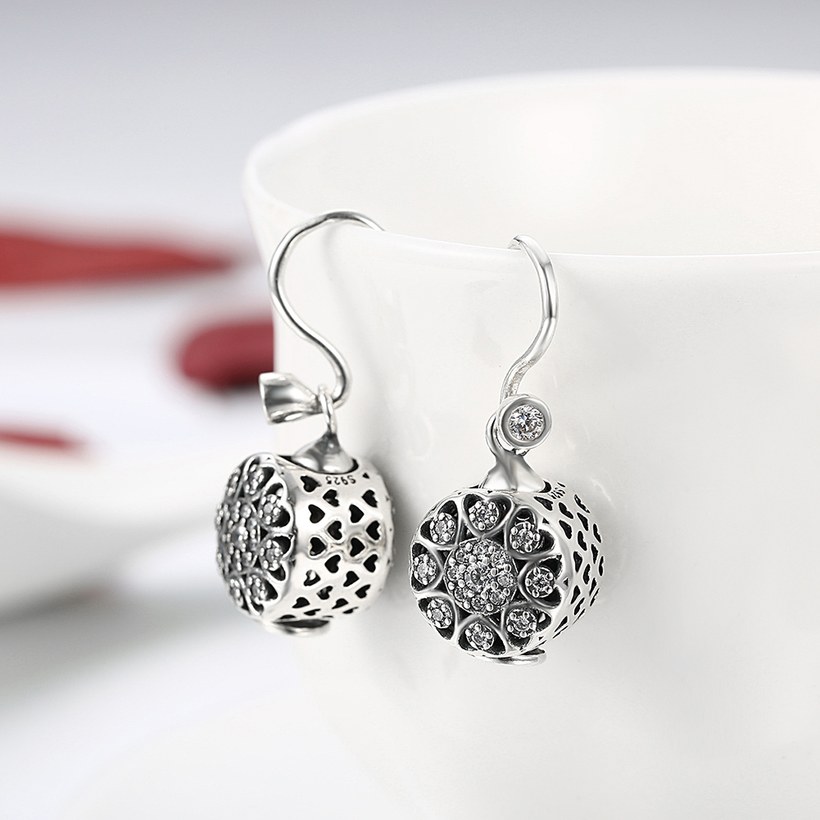 Wholesale Trendy 925 Sterling Silver round dangle earring delicate Zircon Earrings For Women Banquet fine gift TGSLE141 3