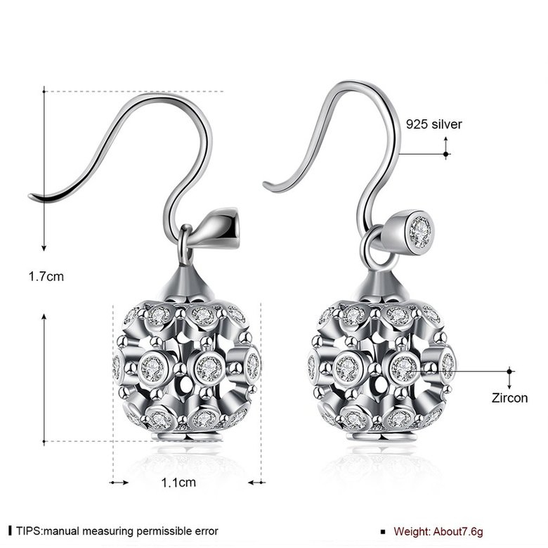 Wholesale Popular 925 Sterling Silver round ball dangle earring hollow out zircon Earrings For Women Banquet fine gift TGSLE146 0
