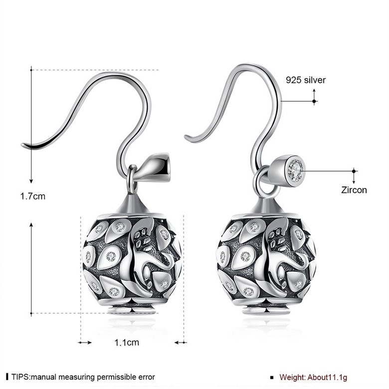 Wholesale Popular 925 Sterling Silver round ball dangle earring hollow out zircon Earrings For Women Banquet fine gift TGSLE148 0