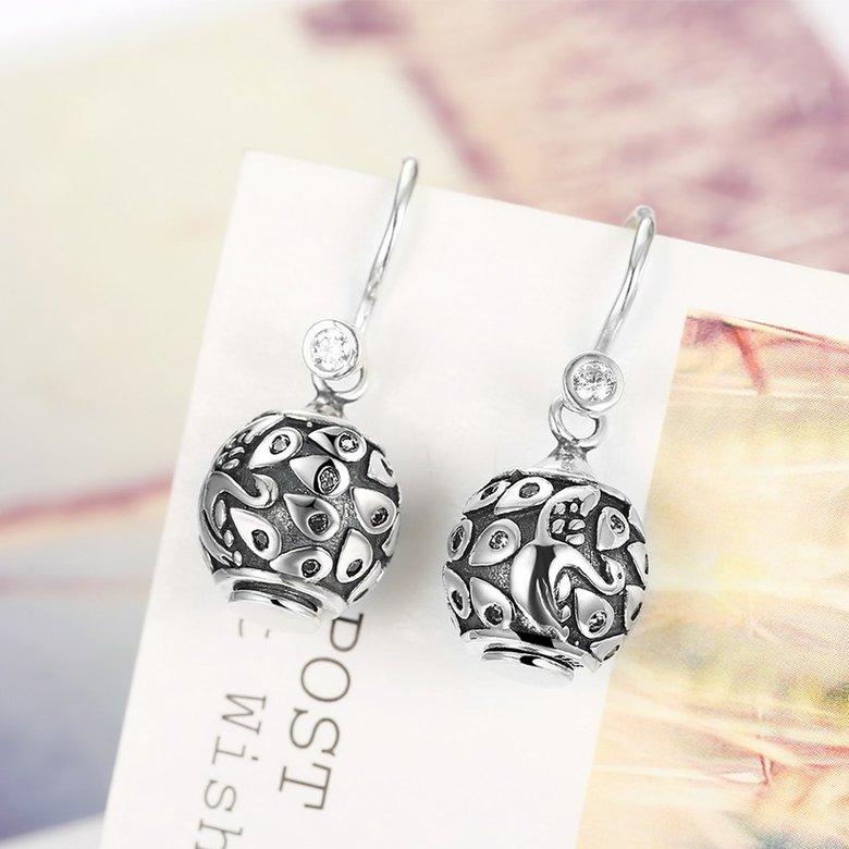 Wholesale Popular 925 Sterling Silver round ball dangle earring hollow out zircon Earrings For Women Banquet fine gift TGSLE148 1