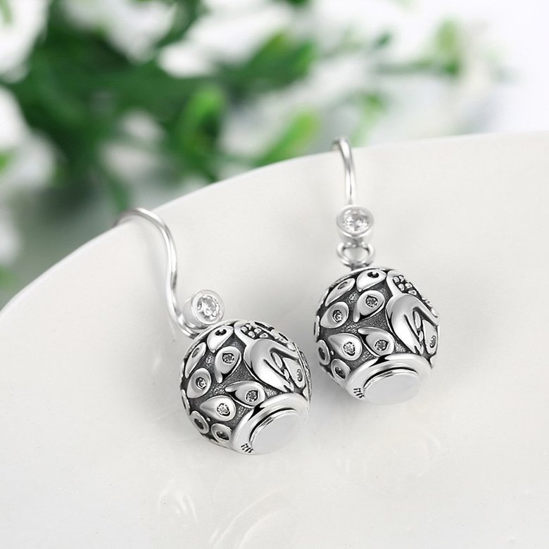Wholesale Popular 925 Sterling Silver round ball dangle earring hollow out zircon Earrings For Women Banquet fine gift TGSLE148 2