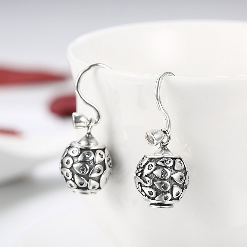 Wholesale Popular 925 Sterling Silver round ball dangle earring hollow out zircon Earrings For Women Banquet fine gift TGSLE148 3