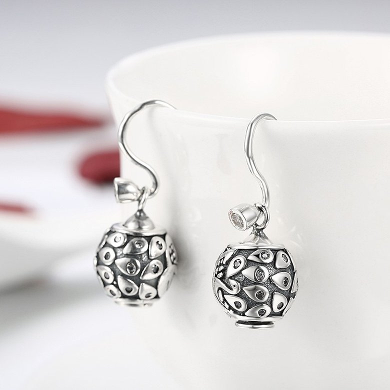 Wholesale Popular 925 Sterling Silver round ball dangle earring hollow out zircon Earrings For Women Banquet fine gift TGSLE148 3