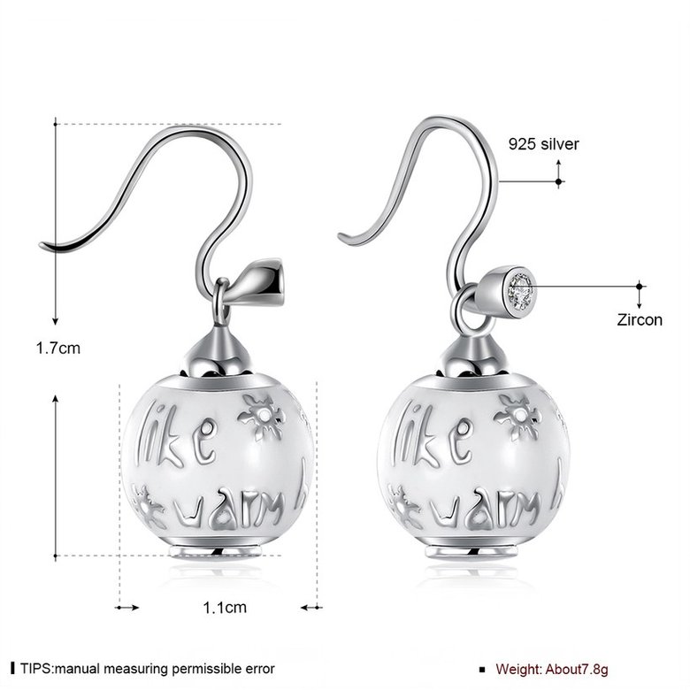 Wholesale Popular 925 Sterling Silver round ball dangle earring white clown Earrings For Women Banquet fine gift TGSLE150 0