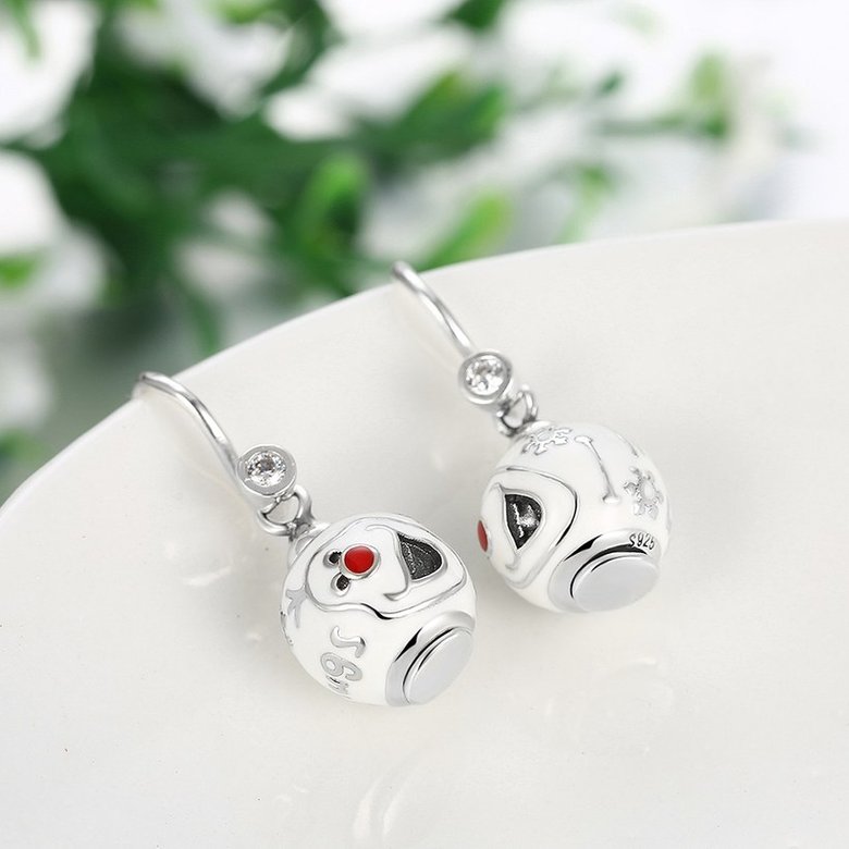 Wholesale Popular 925 Sterling Silver round ball dangle earring white clown Earrings For Women Banquet fine gift TGSLE150 2