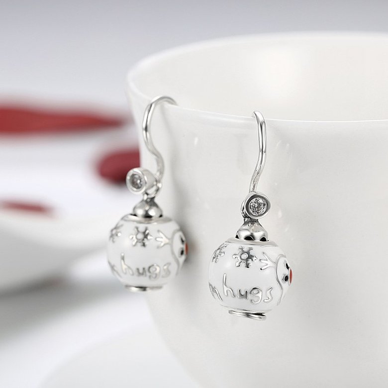 Wholesale Popular 925 Sterling Silver round ball dangle earring white clown Earrings For Women Banquet fine gift TGSLE150 3