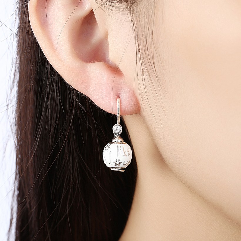 Wholesale Popular 925 Sterling Silver round ball dangle earring white clown Earrings For Women Banquet fine gift TGSLE150 4