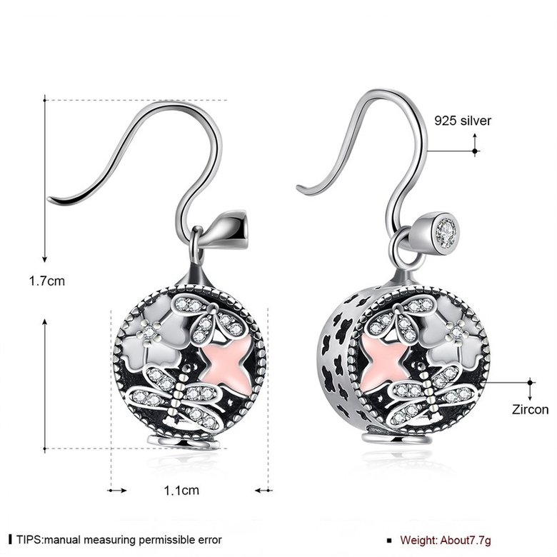 Wholesale Popular 925 Sterling Silver round ball dangle earring delicate butterfly zircon Earrings For Women Banquet fine gift TGSLE151 0