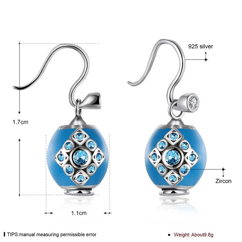 Wholesale Bohemian style popular 925 Sterling Silver round ball dangle earring blue Earrings For Women Banquet fine gift TGSLE153 0