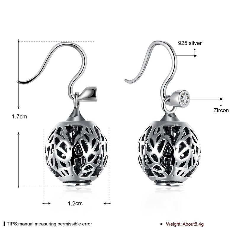 Wholesale Popular 925 Sterling Silver round ball dangle earring delicate hollow out leaf Earrings For Women Banquet fine gift TGSLE154 0