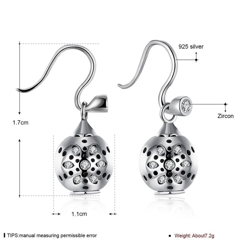 Wholesale Popular 925 Sterling Silver round ball dangle earring vintage flower Earrings For Women Banquet fine gift TGSLE157 0