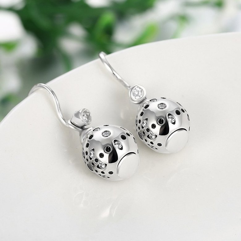 Wholesale Popular 925 Sterling Silver round ball dangle earring vintage flower Earrings For Women Banquet fine gift TGSLE157 2