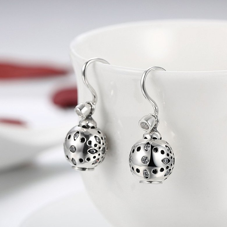 Wholesale Popular 925 Sterling Silver round ball dangle earring vintage flower Earrings For Women Banquet fine gift TGSLE157 3