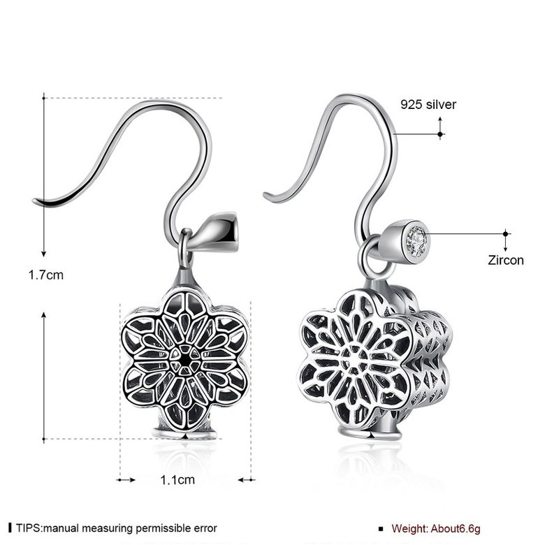 Wholesale Fashion 925 Sterling Silver flower dangle earring vintage hollow out Earrings For Women Banquet fine gift TGSLE159 0