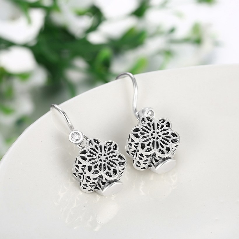 Wholesale Fashion 925 Sterling Silver flower dangle earring vintage hollow out Earrings For Women Banquet fine gift TGSLE159 2