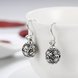 Wholesale Fashion 925 Sterling Silver round ball dangle earring vintage hollow out flowere Earrings For Women Banquet fine gift TGSLE161 3 small