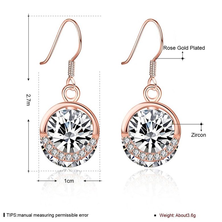 Wholesale Trendy Classic Round Zircon Drop Earrings Vintage Party Dangle Earrings For Women Elegant rose gold Color Bride Wedding Earrings TGSLE190 0