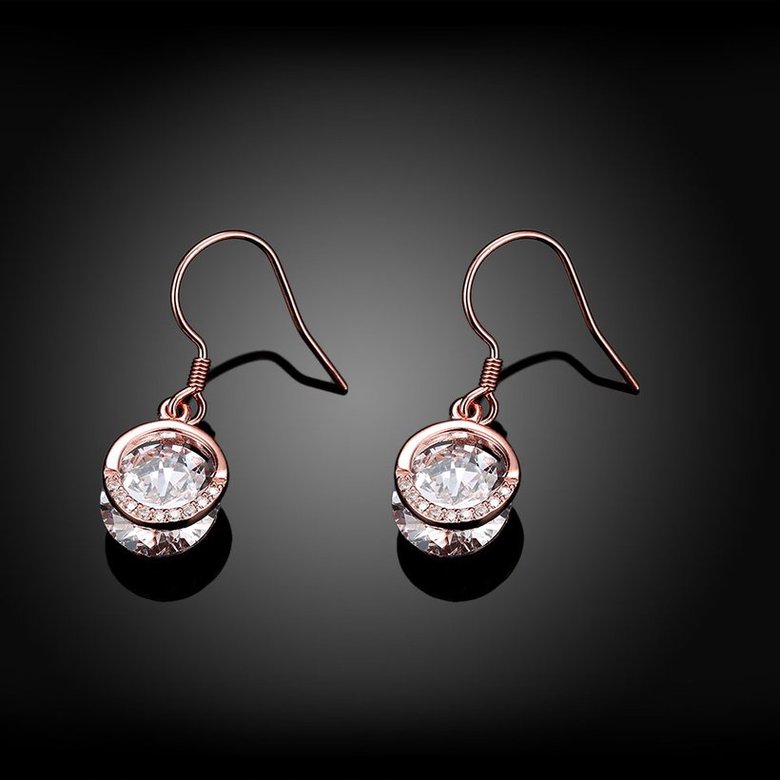 Wholesale Trendy Classic Round Zircon Drop Earrings Vintage Party Dangle Earrings For Women Elegant rose gold Color Bride Wedding Earrings TGSLE190 1