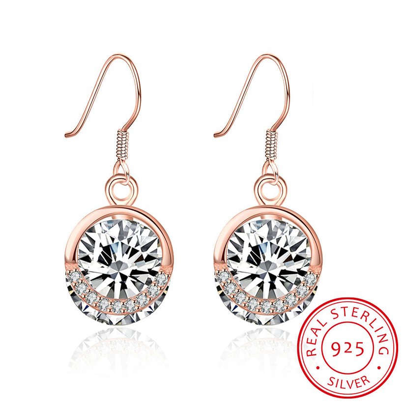 Wholesale Trendy Classic Round Zircon Drop Earrings Vintage Party Dangle Earrings For Women Elegant rose gold Color Bride Wedding Earrings TGSLE190 5