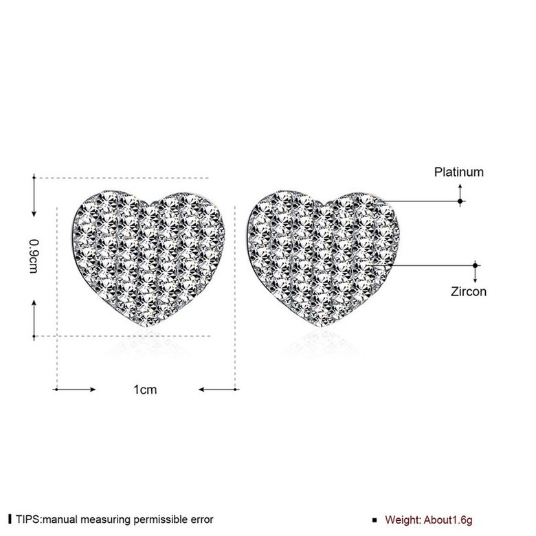 Wholesale jewelry China Girls Cute Heart Stud Earrings White Gold Filled Brilliant White Zircon Austrian Crystal earrings TGSLE202 0