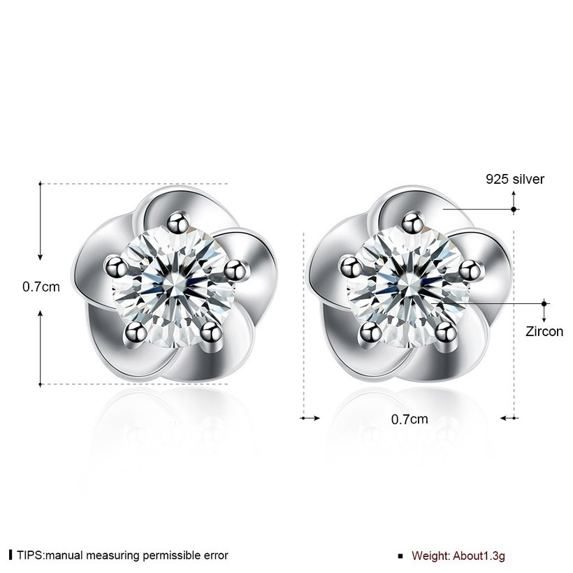 Wholesale Fashion 925 Sterling Silver Sparkling Diamond Flower Stud Earrings For Women Girls Party Fine Jewelry Gifts TGSLE001 5