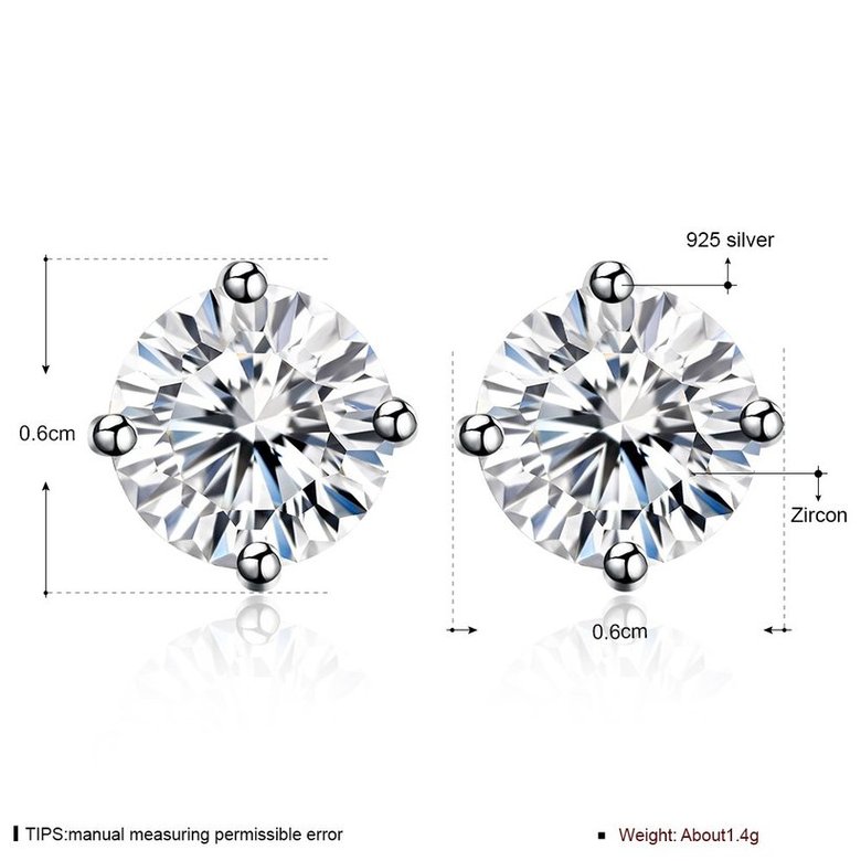 Wholesale Trendy AAA Zircon Crystal Round Small Stud Earrings Wedding 925 Sterling Silver Earring for Women Girls Fashion Jewelry Gift TGSLE003 1