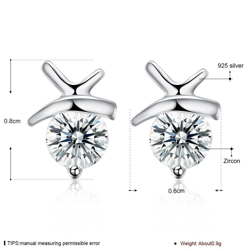 Wholesale Simple Fashion AAA Zircon Crystal Round Small Stud Earrings Wedding 925 Sterling Silver Earring for Women Girls Jewelry Gift TGSLE005 5
