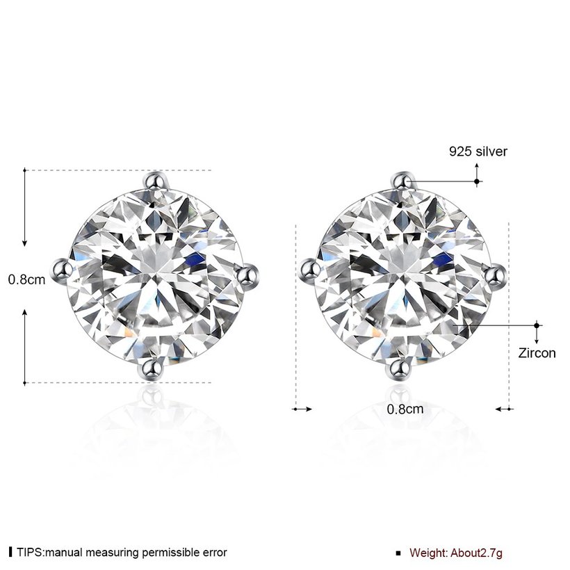 Wholesale Trendy AAA Zircon Crystal Round Small Stud Earrings Wedding 925 Sterling Silver Earring for Women Girls Fashion Jewelry Gift TGSLE006 5