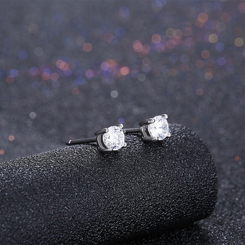 Wholesale Simple Fashion AAA Zircon Crystal Round Small Stud Earrings Wedding 925 Sterling Silver Earring for Women Girls Jewelry Gift TGSLE007 1