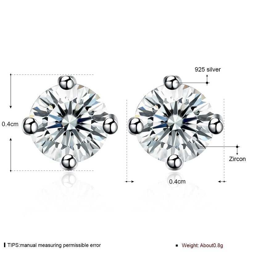 Wholesale Simple Fashion AAA Zircon Crystal Round Small Stud Earrings Wedding 925 Sterling Silver Earring for Women Girls Jewelry Gift TGSLE007 5