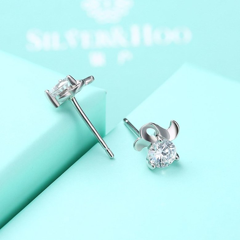 Wholesale Fashion romantic 925 Sterling Silver Stud Earrings High Quality Woman Fashion Jewelry cute shiny Zircon Hot Sale Earrings TGSLE010 4