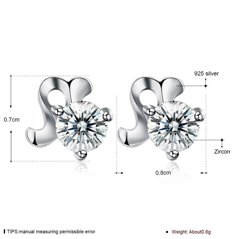 Wholesale Fashion romantic 925 Sterling Silver Stud Earrings High Quality Woman Fashion Jewelry cute shiny Zircon Hot Sale Earrings TGSLE010 5