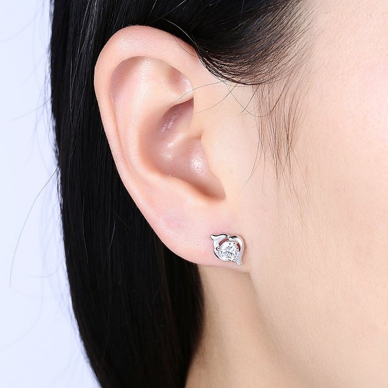 Wholesale Hot wholesale jewelry Fashion romantic 925 Sterling Silver Stud Earrings High Quality Woman Jewelry cute shiny Zircon Earrings TGSLE012 0
