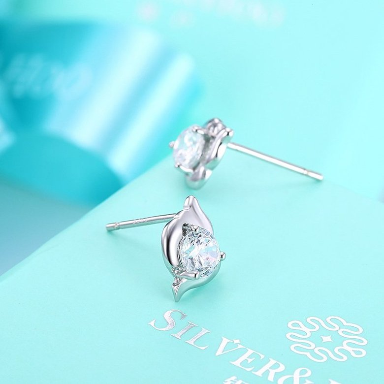 Wholesale Hot wholesale jewelry Fashion romantic 925 Sterling Silver Stud Earrings High Quality Woman Jewelry cute shiny Zircon Earrings TGSLE012 2