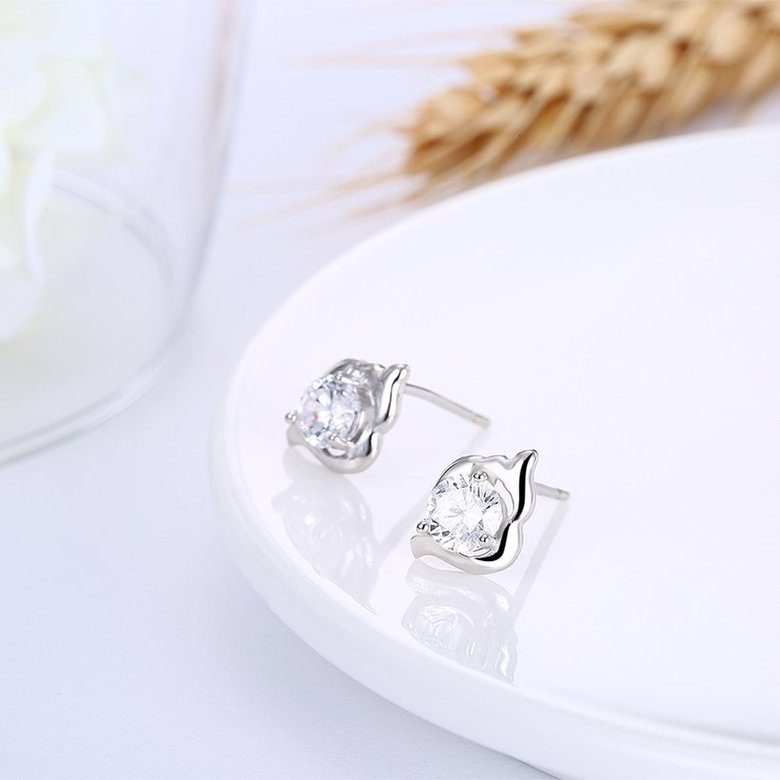 Wholesale Hot wholesale jewelry Fashion romantic 925 Sterling Silver Stud Earrings High Quality Woman Jewelry cute shiny Zircon Earrings TGSLE012 3