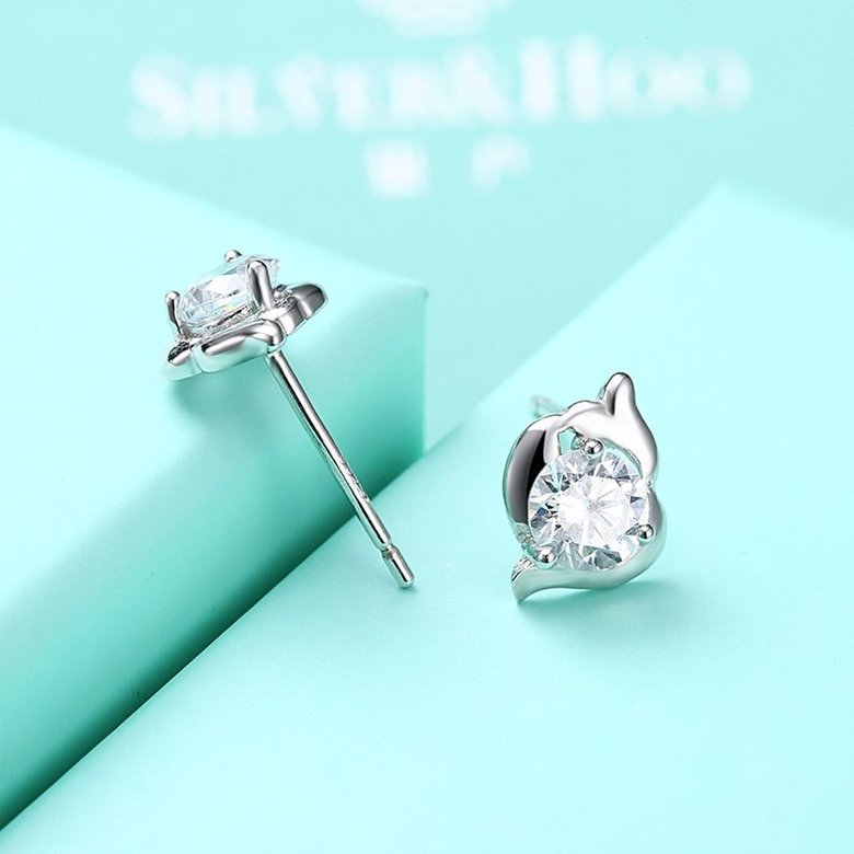 Wholesale Hot wholesale jewelry Fashion romantic 925 Sterling Silver Stud Earrings High Quality Woman Jewelry cute shiny Zircon Earrings TGSLE012 4