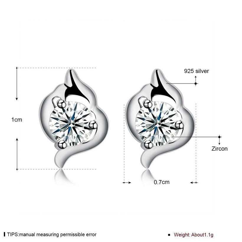 Wholesale Hot wholesale jewelry Fashion romantic 925 Sterling Silver Stud Earrings High Quality Woman Jewelry cute shiny Zircon Earrings TGSLE012 5