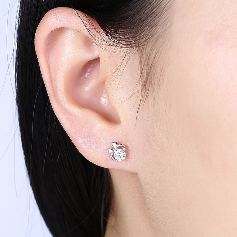 Wholesale Hot wholesale jewelry Fashion romantic 925 Sterling Silver Stud Earrings High Quality Woman Jewelry cute shiny Zircon Earrings TGSLE018 0